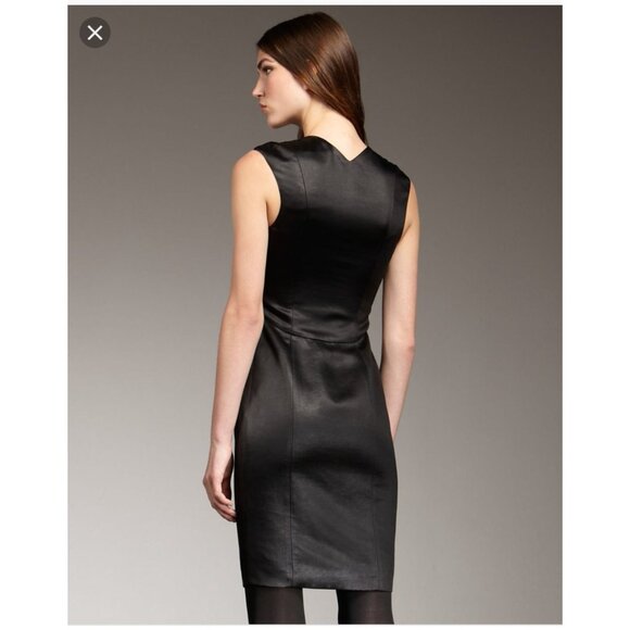 Theyskens Theory Black Satin Sleeveless Button-Front Sheath Mini Dress Size 2 - Picture 2 of 8